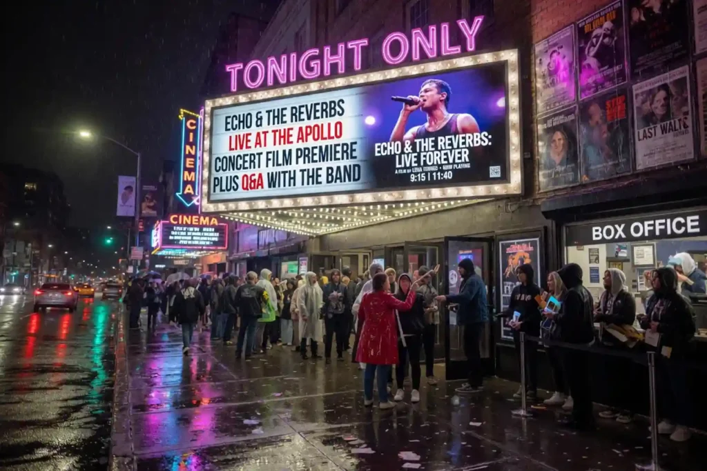 Cinema marquee displaying Michael biopic poster on opening night April 2026