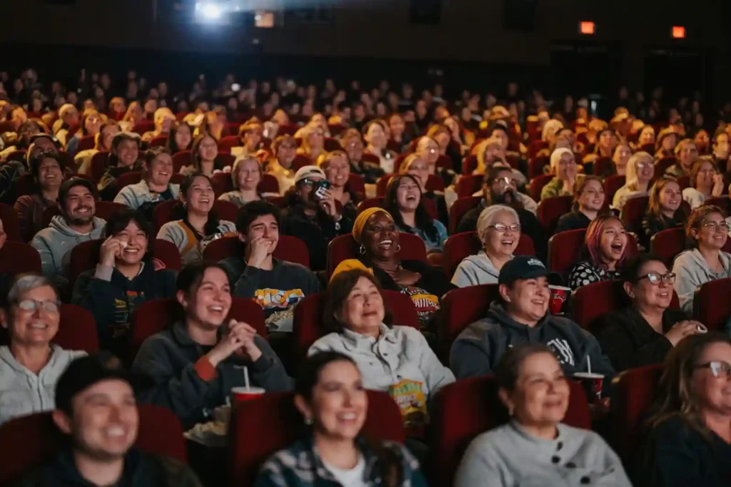Audience watching Michael Jackson biopic in packed cinema April 2026